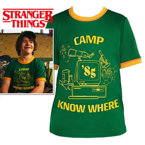 Netflix Stranger Things "Camp Know Where" Dustin's Green T-Shirt - Picture 1 of 6